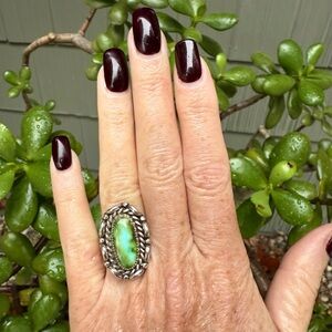 Polychrome Sierra Bella Turquoise Sterling Silver Ring by Silversmith Fregoso